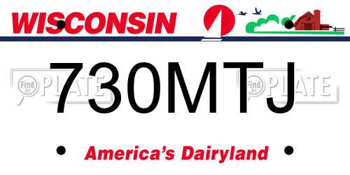 730MTJ Wisconsin License Plate