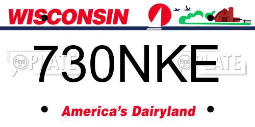 730NKE Wisconsin License Plate