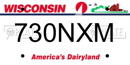 730NXM Wisconsin License Plate
