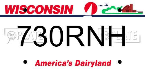 730RNH Wisconsin License Plate