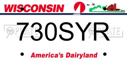 730SYR Wisconsin License Plate