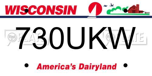 730UKW Wisconsin License Plate
