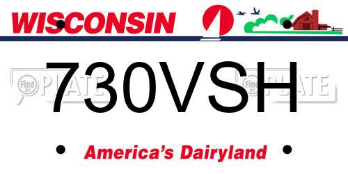 730VSH Wisconsin License Plate