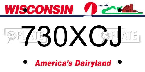 730XCJ Wisconsin License Plate