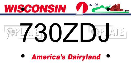 730ZDJ Wisconsin License Plate
