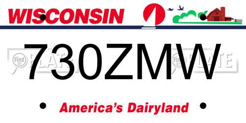 730ZMW Wisconsin License Plate