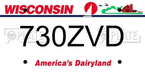 730ZVD Wisconsin License Plate
