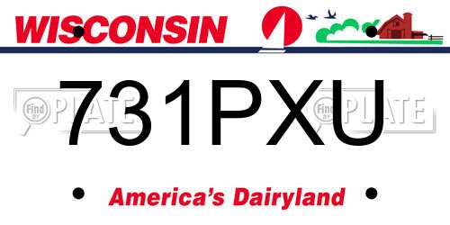 731PXU Wisconsin License Plate