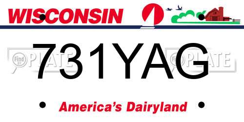 731YAG Wisconsin License Plate