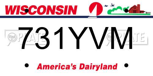 731YVM Wisconsin License Plate