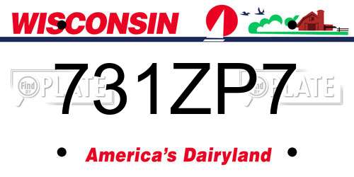 731ZP7 Wisconsin License Plate