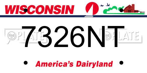 7326NT Wisconsin License Plate