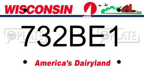 732BE1 Wisconsin License Plate