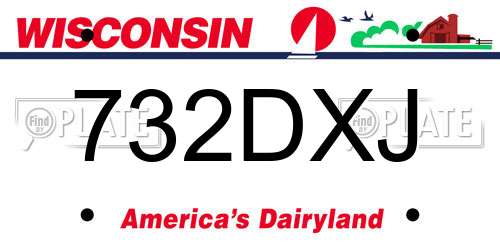 732DXJ Wisconsin License Plate