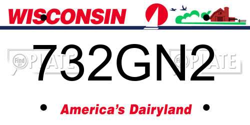 732GN2 Wisconsin License Plate