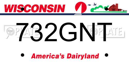 732GNT Wisconsin License Plate