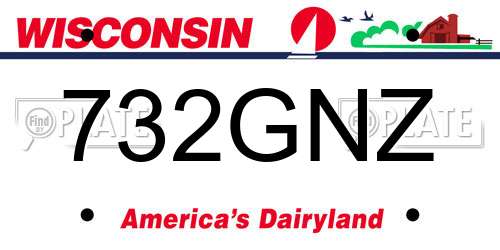 732GNZ Wisconsin License Plate