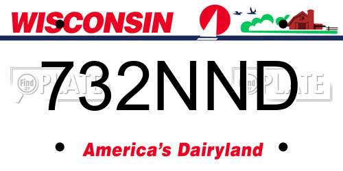 732NND Wisconsin License Plate