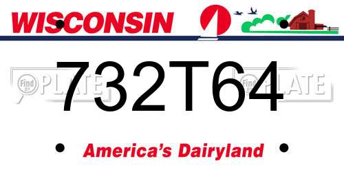 732T64 Wisconsin License Plate