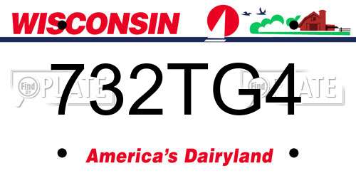 732TG4 Wisconsin License Plate