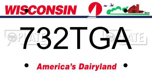 732TGA Wisconsin License Plate