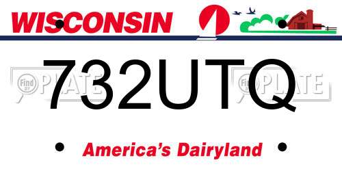 732UTQ Wisconsin License Plate