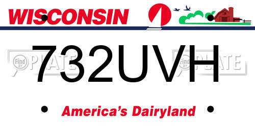 732UVH Wisconsin License Plate