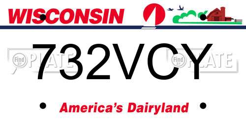 732VCY Wisconsin License Plate