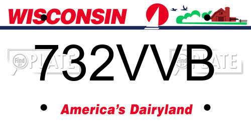 732VVB Wisconsin License Plate