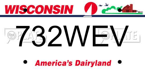 732WEV Wisconsin License Plate