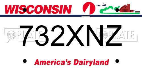 732XNZ Wisconsin License Plate
