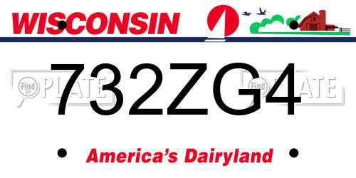 732ZG4 Wisconsin License Plate