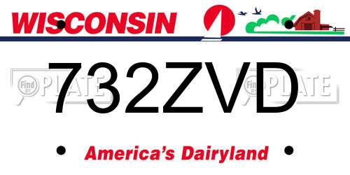 732ZVD Wisconsin License Plate
