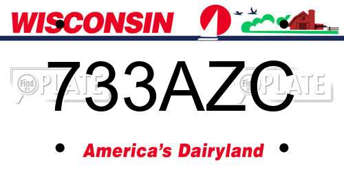 733AZC Wisconsin License Plate