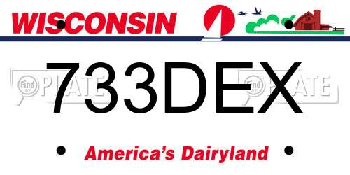 733DEX Wisconsin License Plate