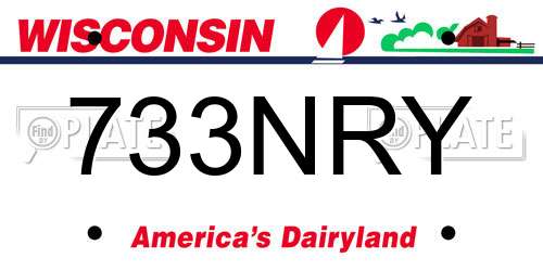 733NRY Wisconsin License Plate