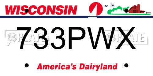 733PWX Wisconsin License Plate