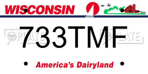 733TMF Wisconsin License Plate