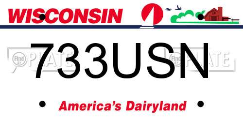 733USN Wisconsin License Plate