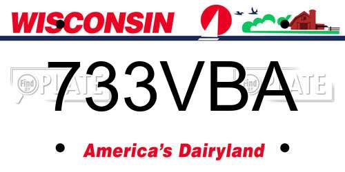 733VBA Wisconsin License Plate