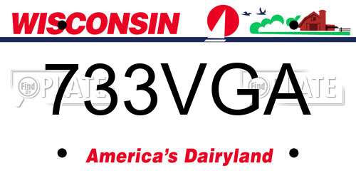 733VGA Wisconsin License Plate