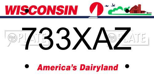 733XAZ Wisconsin License Plate
