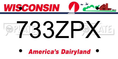 733ZPX Wisconsin License Plate