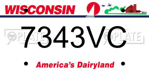 7343VC Wisconsin License Plate