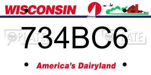 734BC6 Wisconsin License Plate