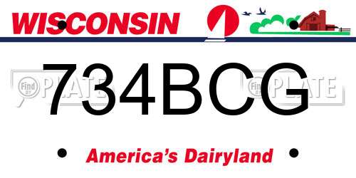 734BCG Wisconsin License Plate