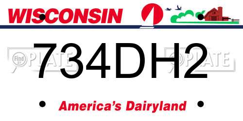 734DH2 Wisconsin License Plate