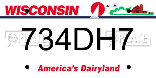 734DH7 Wisconsin License Plate