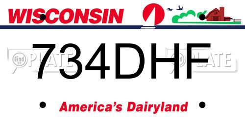 734DHF Wisconsin License Plate