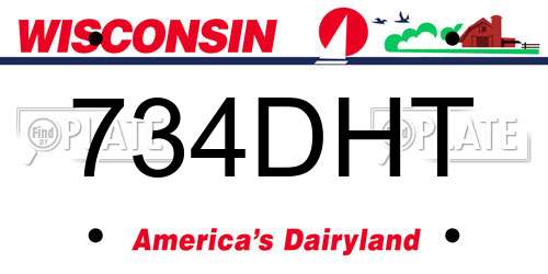 734DHT Wisconsin License Plate